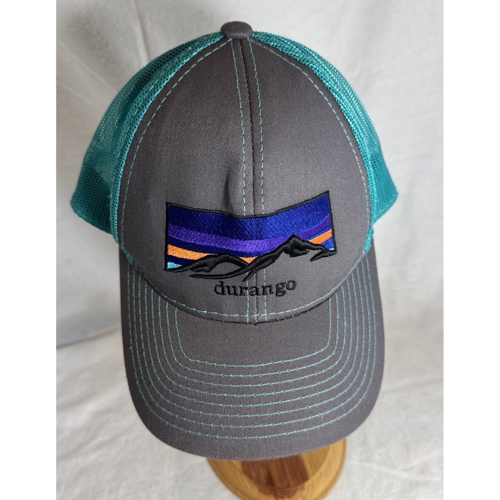 Durango Trucker Hat Cap Mesh Back SnapBack Gray Teal Mtn Graphic Travel Souvenir